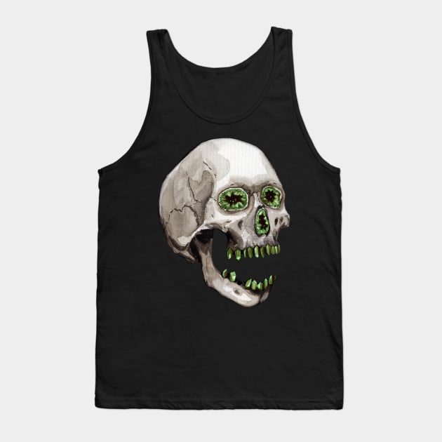 Jade Geode Crystal Skull Tank Top by Heather Dorsch Creations